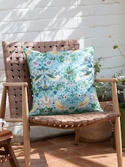 Morris & Co Mineral Yellow Strawberry Thief Piped Outdoor Cushion - Image 1 of 6