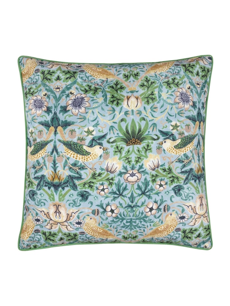 Morris & Co Mineral Yellow Strawberry Thief Piped Outdoor Cushion - Image 2 of 6