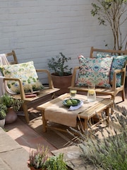 Morris & Co Mineral Yellow Strawberry Thief Piped Outdoor Cushion - Image 6 of 6