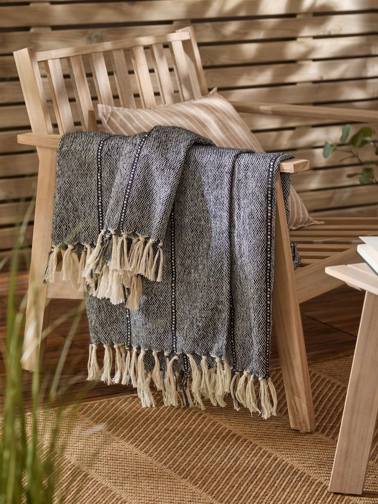 Yard Navy Hedon Tasselled Outdoor Throw - Image 1 of 5
