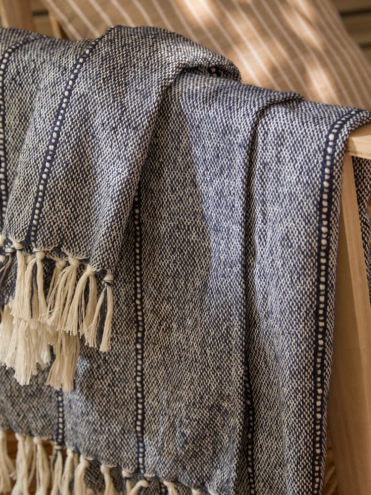 Yard Navy Hedon Tasselled Outdoor Throw - Image 2 of 5