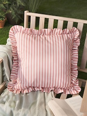 Wylder Pink Millie Ruffle Striped Outdoor Cushion - Image 1 of 5