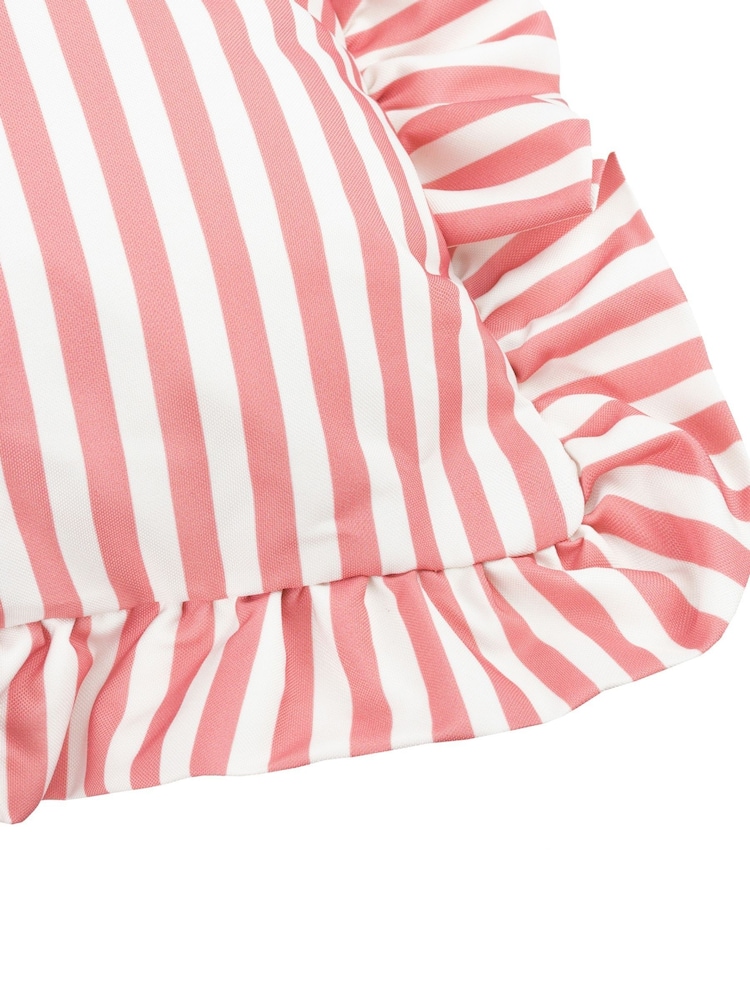 Wylder Pink Millie Ruffle Striped Outdoor Cushion - Image 5 of 5