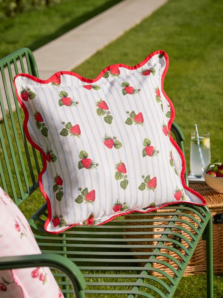 Furn Blue Fruits Strawberries Outdoor Cushion - Image 1 of 5 Furn Blue Fruits Strawberries Outdoor Cushion - Image 1 of 5