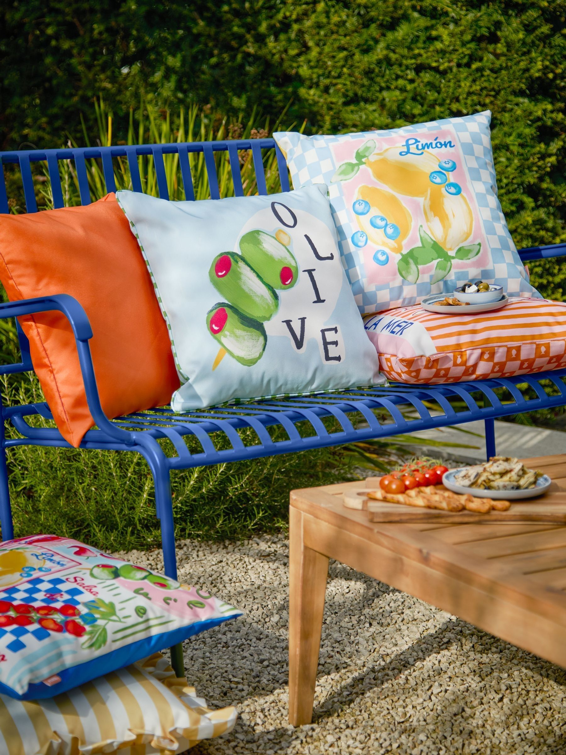 Buy Furn Sky Blue Mediterranean Limon Outdoor Cushion from Next USA