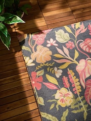 Furn Black Tropical Bloom Outdoor Rug - Image 2 of 6