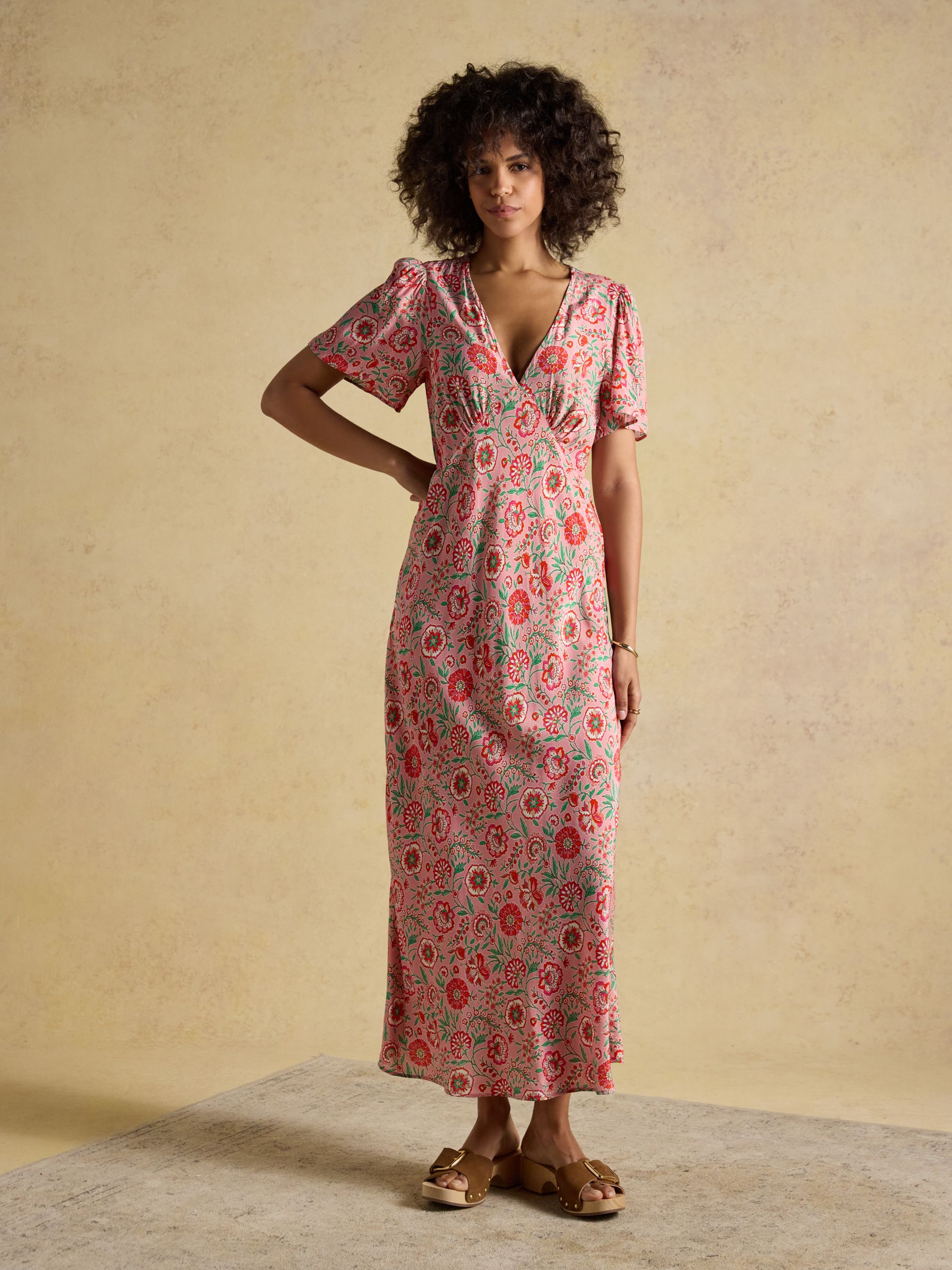 Buy Joules Lainey Pink Floral Print Bias Cut Maxi Dress from Next USA