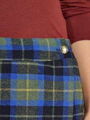Joules Wrenley Green Check Short Tweed Wrap Skirt - Image 5 of 6