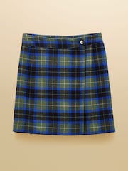 Joules Wrenley Green Check Short Tweed Wrap Skirt - Image 6 of 6