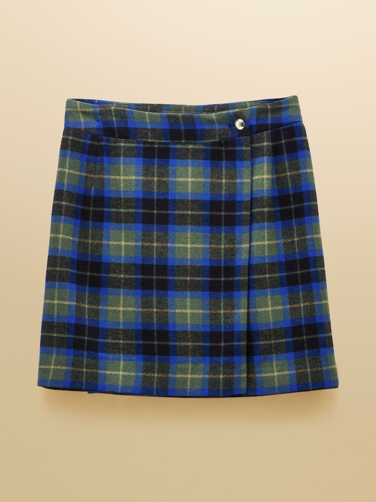 Joules Wrenley Green Check Short Tweed Wrap Skirt - Image 6 of 6 Joules Wrenley Green Check Short Tweed Wrap Skirt - Image 6 of 6
