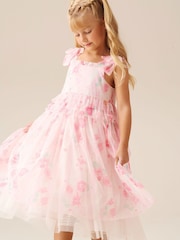 Angel & Rocket Pink Mae Floral Mesh Bow Strap Dress - Image 2 of 7