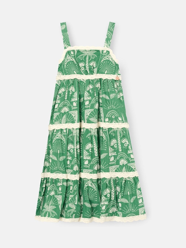 Buy Angel & Rocket Green Kinsley Palm Print Lace Trim Tiered Dress from Next USA Buy Angel & Rocket Green Kinsley Palm Print Lace Trim Tiered Dress from Next USA
