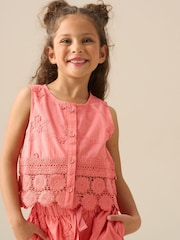 Angel & Rocket Pink Mila Crochet Hem Woven Top - Image 1 of 6
