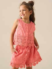 Angel & Rocket Pink Mila Crochet Hem Woven Top - Image 2 of 6