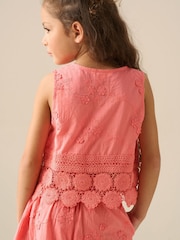 Angel & Rocket Pink Mila Crochet Hem Woven Top - Image 3 of 6