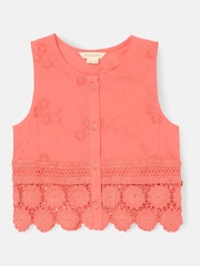 Angel & Rocket Pink Mila Crochet Hem Woven Top - Image 4 of 6