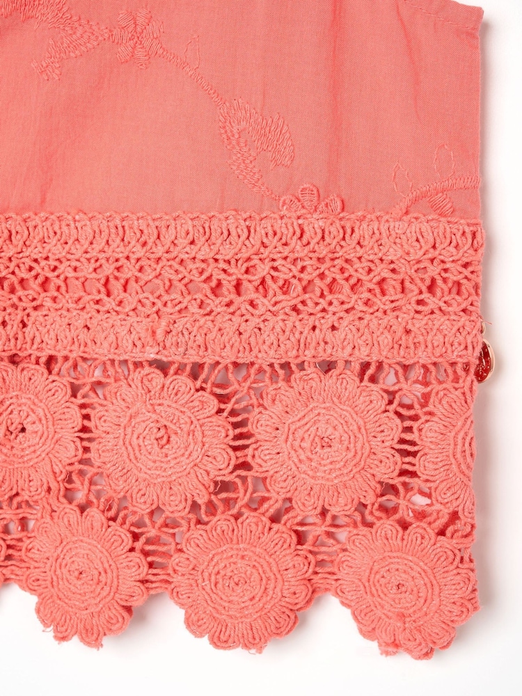 Angel & Rocket Pink Mila Crochet Hem Woven Top - Image 6 of 6