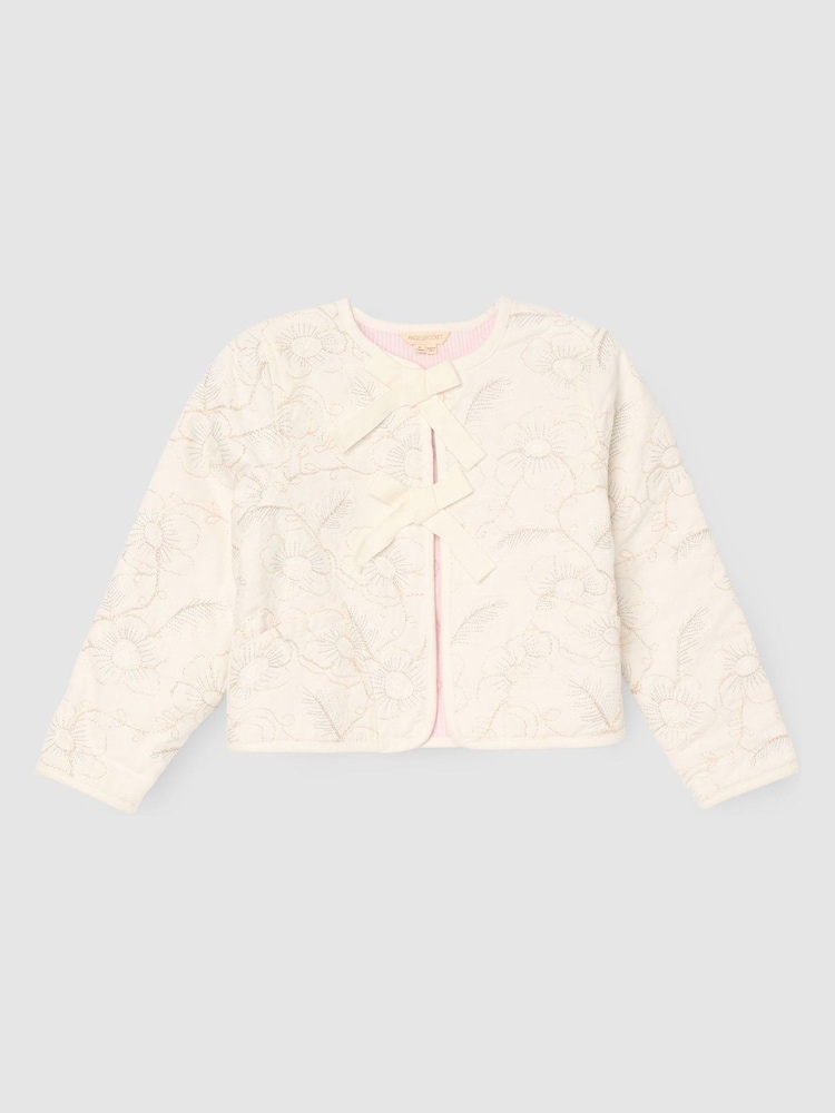 Buy Angel & Rocket White Aurora Embroidered Tie Front Jacket from 