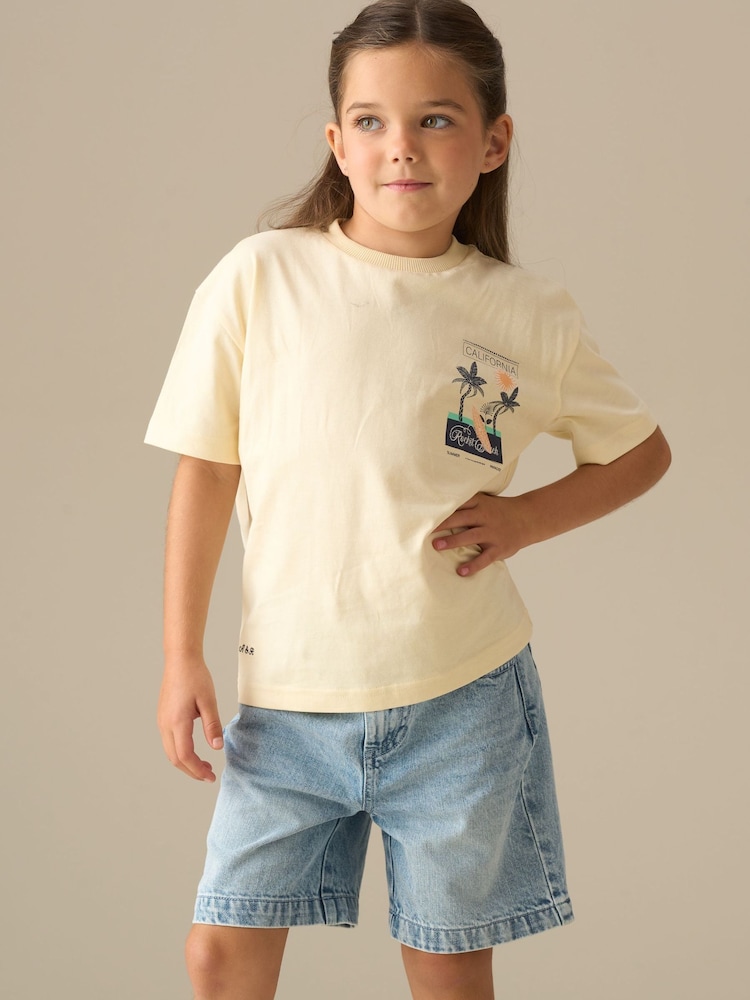 Angel & Rocket Yellow Remi Palm Scene Back Graphic T-Shirt - Image 1 of 7 Angel & Rocket Yellow Remi Palm Scene Back Graphic T-Shirt - Image 1 of 7