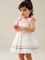 Angel & Rocket Natural Kyra Ric Rac Trim Frill Dress & Bloomer - Image 3 of 5