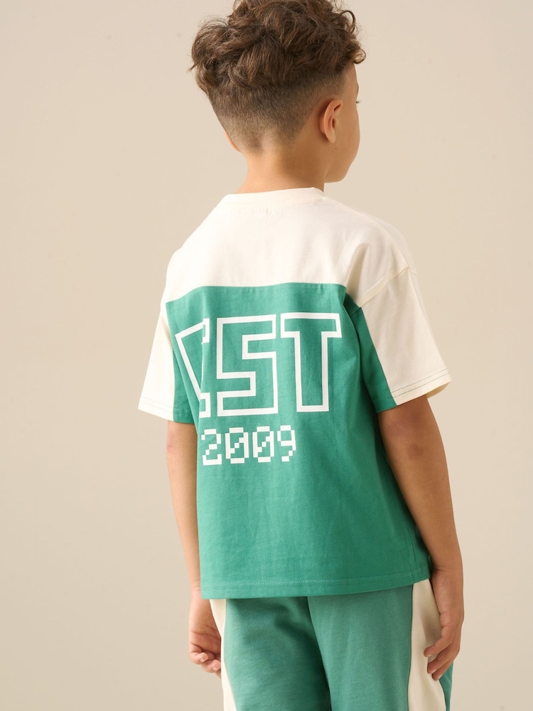 Angel & Rocket Green Minecraft Oversized Varsity T-Shirt - Image 1 of 6