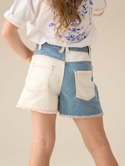 Angel & Rocket Blue Rafaela Contrast Wash Denim Shorts - Image 3 of 7