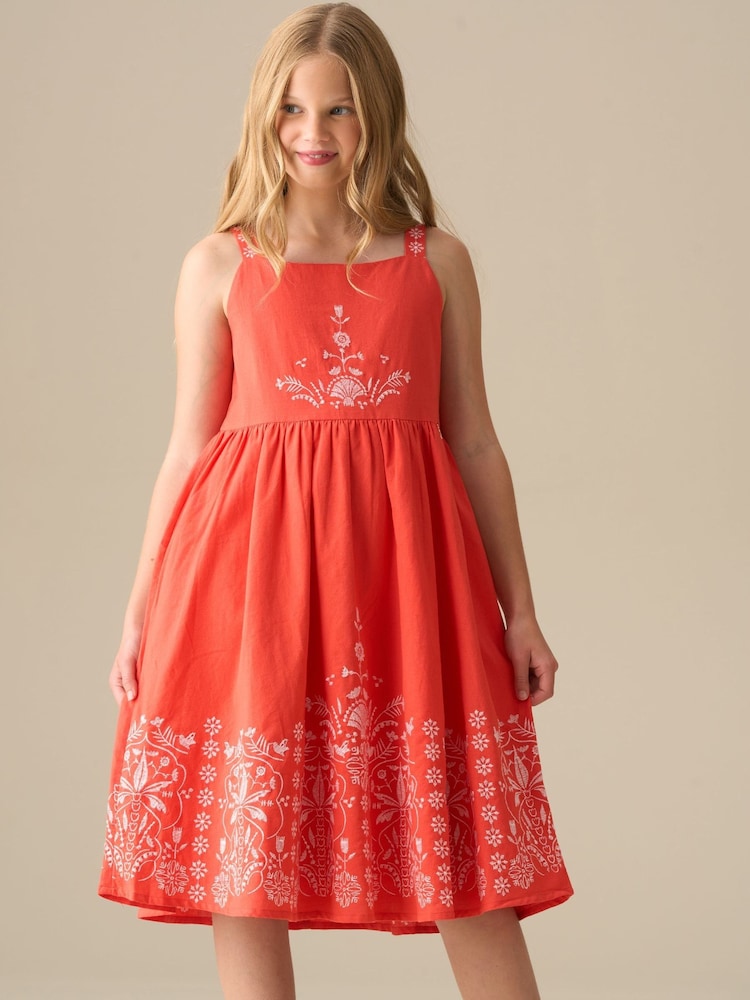 Angel & Rocket Red Pippa Red Embroidered Dress - Image 1 of 7 Angel & Rocket Red Pippa Red Embroidered Dress - Image 1 of 7
