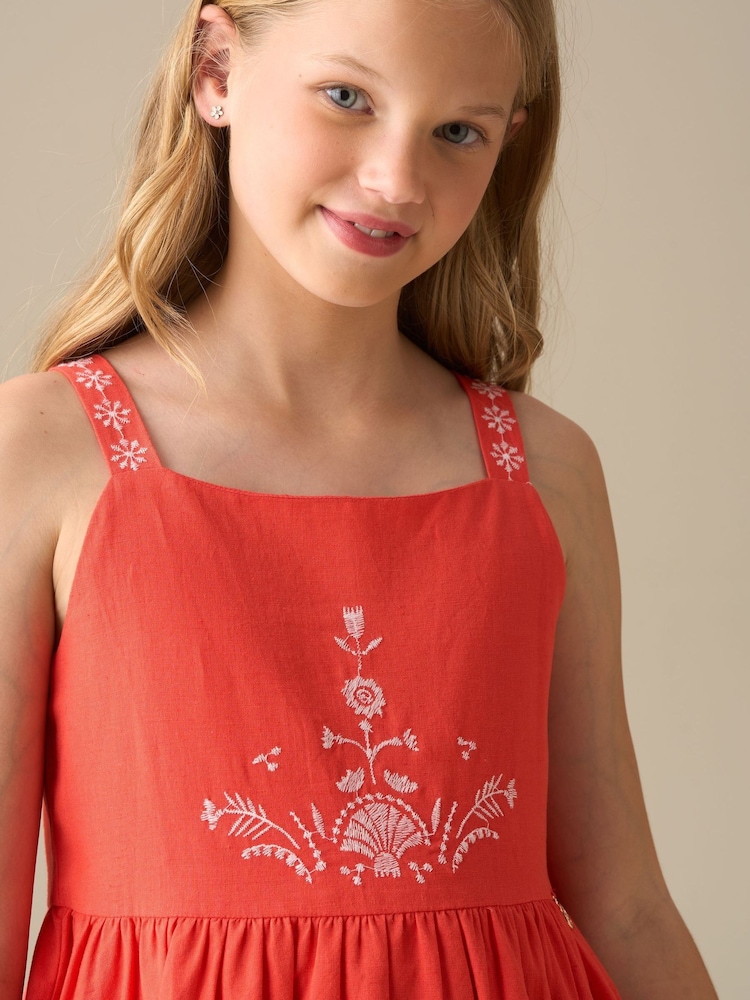 Angel & Rocket Red Pippa Red Embroidered Dress - Image 2 of 7 Angel & Rocket Red Pippa Red Embroidered Dress - Image 2 of 7