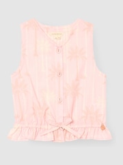 Angel & Rocket Pink Sarah Palm Print Tie Waist Waistcoat Top - Image 1 of 3