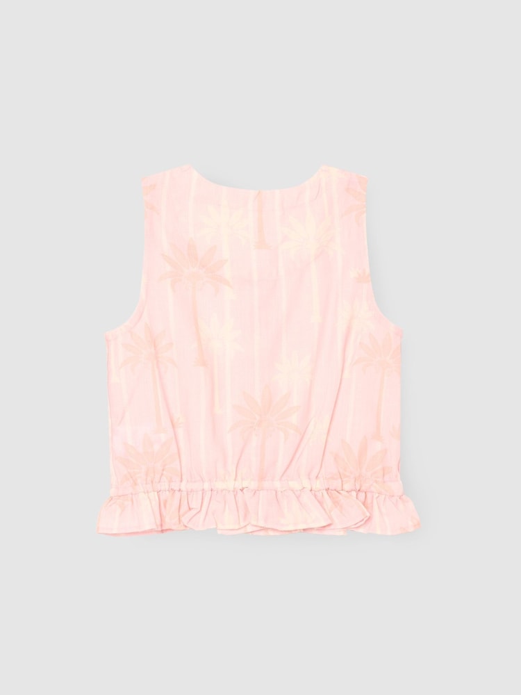 Angel & Rocket Sarah Palm Print Tie Waist Waistcoat Top - 圖片 2,共 3 Angel & Rocket Sarah Palm Print Tie Waist Waistcoat Top - 圖片 2,共 3