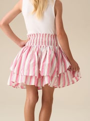 Angel & Rocket Pink Tammy Stripe Shirred Waist Mini Skirt - Image 2 of 6