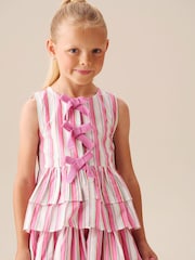 Angel & Rocket Tammy Stripe Tie Front Waistcoat Top - Imaginea 1 din 6