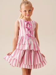 Angel & Rocket Tammy Stripe Tie Front Waistcoat Top - Imaginea 3 din 6