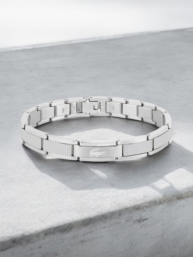 Lacoste Silver Tone Men's Stencil Stainless Steel Bracelet - Image 1 of 4