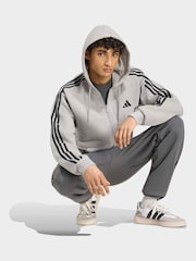 adidas Grey Essentials 3-Stripes Fleece Tapered Cuffed Pants - Image 3 of 6