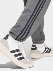 adidas Grey Essentials 3-Stripes Fleece Tapered Cuffed Pants - Image 4 of 6