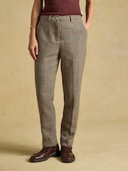 Joules Cora Tapered Leg Elton Tweed Brown Trouser - Image 1 of 8