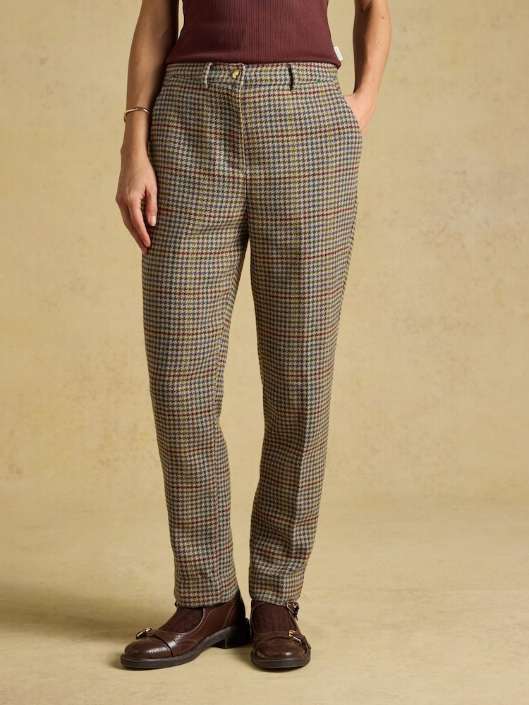 Joules Cora Tapered Leg Elton Tweed Brown Trouser - Image 1 of 8