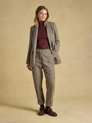 Joules Cora Tapered Leg Elton Tweed Brown Trouser - Image 6 of 8