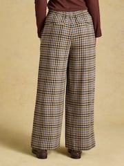 Joules Brown Check Pull On Wide Leg Cropped Trouser - Image 2 of 7