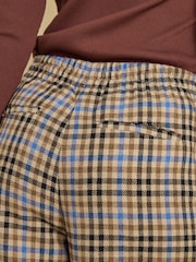 Joules Brown Check Pull On Wide Leg Cropped Trouser - Image 5 of 7