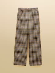 Joules Brown Check Pull On Wide Leg Cropped Trouser - Image 7 of 7