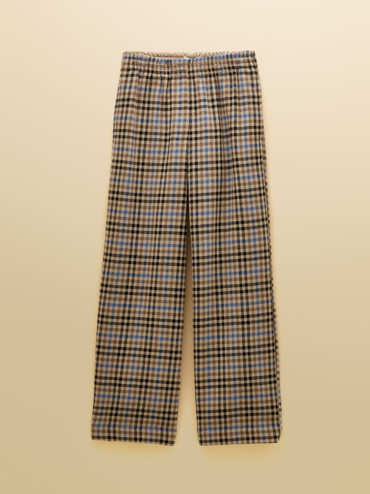 Joules Brown Check Pull On Wide Leg Cropped Trouser - Image 7 of 7 Joules Brown Check Pull On Wide Leg Cropped Trouser - Image 7 of 7