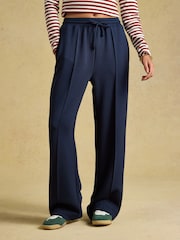 Joules Navy Super Soft Pull On Smart Wide Leg Joggers - Image 1 of 7