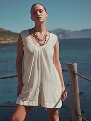 White Double Cloth Romper - Image 1 of 7