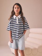Blue Stripe Short Sleeve Rugby Top (3-16yrs) - Image 1 of 8