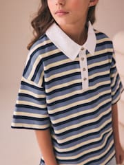 Blue Stripe Short Sleeve Rugby Top (3-16yrs) - Image 4 of 8