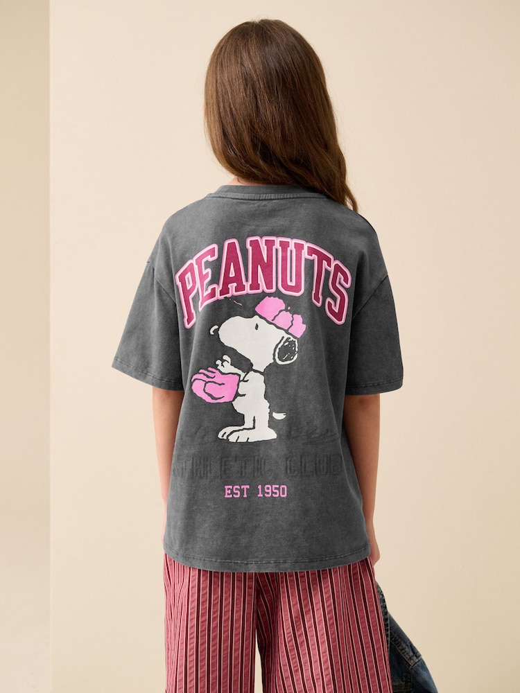 Charcoal Grey Peanuts Snoopy License Oversized Graphic T-Shirt (3-16yrs) - Image 1 of 6 Charcoal Grey Peanuts Snoopy License Oversized Graphic T-Shirt (3-16yrs) - Image 1 of 6