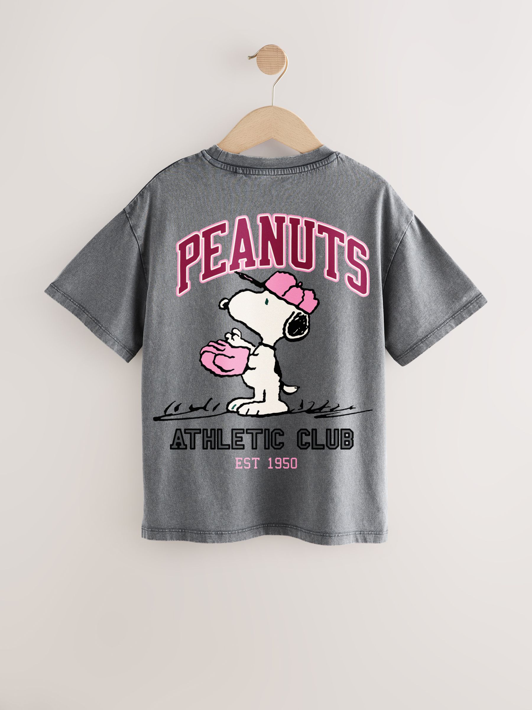 Buy Charcoal Grey Peanuts Snoopy License Oversized Graphic T-Shirt