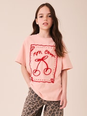 Pink Cornelli Cherry Oversized Graphic T-Shirt (3-16yrs) - Image 2 of 8